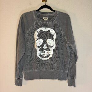 Zadig & Voltaire Gray Skull Distressed Sweatshirt Size S